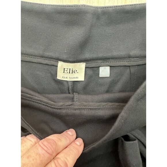 Elie Tahari Trouser Pants Black Side Zip Sz 10 Wide Leg Rayon Blend Classic - Picture 2 of 5